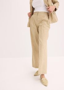 Bundfaltenhose mit Leinenanteil, braun, Größe 42, Leinen, bonprix