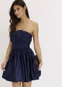 Ballonkleid aus glänzendem Satin, blau, Größe 46, bonprix