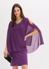 Chiffonkleid mit Strasssteinverzierung, lila, Größe 38, bonprix
