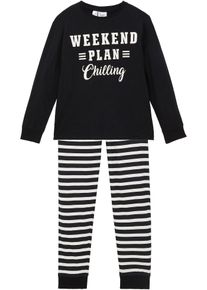 Pyjama (2-tlg. Set) - schwarz - Größe 164/170 mit Baumwolle- bonprix
