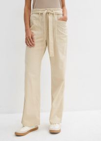 7/8-Hose mit Bequembund aus reiner Baumwolle, beige, Größe 46, mit Baumwolle, bonprix