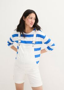 2-in-1 Umstands-Latzshorts und Bermuda-Latzshorts, weiß, Größe 44, mit Baumwolle, bonprix