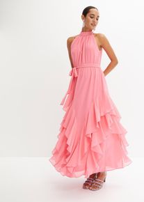 Chiffonkleid mit Volants, pink, Größe 46, bonprix