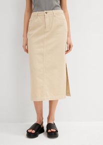 Twill-Rock aus reiner Baumwolle, beige, Größe 36, 100% Baumwolle, bonprix