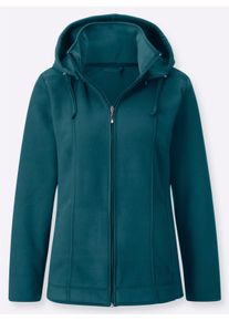 Dames Fleecejack met afneembare capuchon in petrol ,maat 36, WITT, 100% Polyester