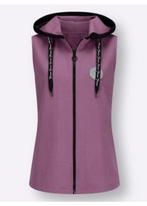 Damen Sweatweste mit Schriftzug-Bindeband in violett ,Gr&ouml;&szlig;e 44, WITT, 50% Baumwolle, 50% Polyester