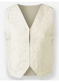 Damen Jeansweste mit Zierperlen in ecru ,Gr&ouml;&szlig;e 48, WITT, 100% Baumwolle