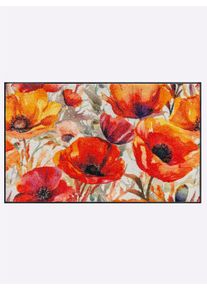 wash+dry by Kleen-Tex unisex Voetmat in naturel/rood ,maat 40x60 cm - rechthoekig, Witt, 100% Polyamide. Achterzijde: 100% Elastiek