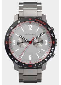 Men's Chronograph Watch - Black Silver - Surgical Steel Case, Sapphire Glass, Metal Strap - Date Display - 42mm , Quartz Movement by Miyota -