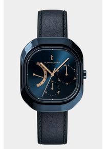 Women's Classic Multifunctional Watch - Blue - Surgical steel rectangular case, Sapphire-hardened mineral glass, Dark Blue Leather Strap - 36.25mm ,