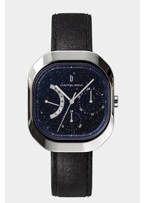 Women's Classic Multifunctional Watch - Silver - Surgical steel rectangular case, Sapphire-hardened mineral glass, Black Leather Strap - 36.25mm , TMI
