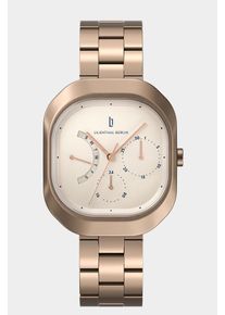 Women's Classic Multifunctional Watch - Bronze - Surgical steel rectangular case, Sapphire-hardened mineral glass, Metal Strap - 36.25mm , TMI Quartz