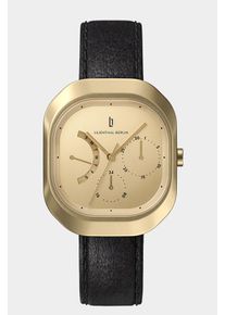 Women's Classic Multifunctional Watch - Gold - Surgical steel rectangular case, Sapphire-hardened mineral glass, Black Leather Strap - 36.25mm , TMI