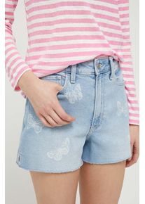 Hollister Co. pantaloni scurti jeans CURVY JEANS femei, cu imprimeu, high waist