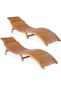 Casaria Tumbonas madera acacia set de 2 plegables compactas