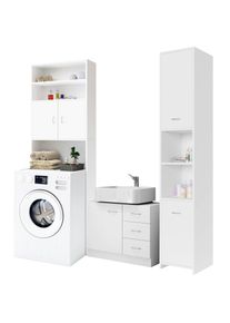 Casaria Conjunto de 3 muebles para baño MDF Blanco