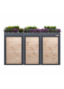Holzmichl coș de gunoi combinat cu acoperiș pentru ghiveci (120 - 240 litri) - Negru (RAL9005) / 1x120 / 1x 240