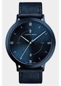 Men's Automatic Watch – Blue - Brushed Steel Case, Sapphire Glass, Leather Strap - 38h Power Reserve, 42mm , Swiss Automatic Movement - Lilienthal