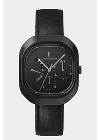 Women's Classic Multifunctional Watch - Black - Surgical steel rectangular case, Sapphire-hardened mineral glass, Black Leather Strap - 36.25mm , TMI