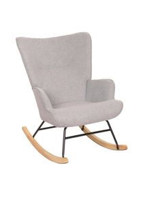 Schaukelstuhl HWC-N14, Schwingstuhl Relaxsessel Fernsehsessel, Massiv-Holz Metall Stoff/Textil 320g/m² ~ hellgrau