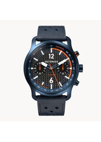 deTomaso Men's Watch - Dark Blue - Chronograph, case made of surgical steel, sapphire-hardened mineral glass, Leather Strap, 42mm diameter, Japanese quartz