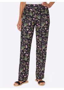 Dames Jerseybroek met comfortband in zwart/roze bedrukt ,maat 20, WITT, 96% Polyester, 4% Elastan