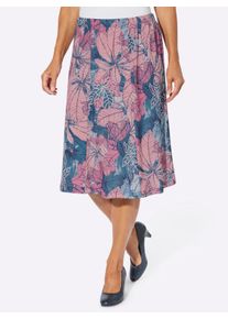 Damen Jerseyrock in Bahnenform in jeansblau-altrosa-bedruckt ,Größe 38, WITT, 95% Polyester, 5% Elasthan