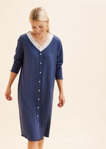 Nattlinne med knappslå och spets i ekologisk bomull - blå - storlek 36/38 (S) - bonprix