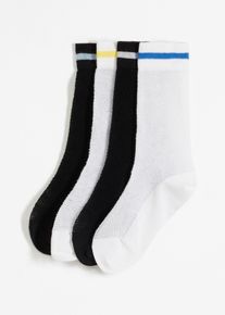 Strumpor i material med struktur och ekologisk bomull (4-pack) - svart - storlek 35-38 - bonprix