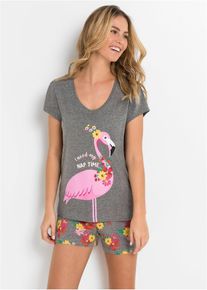 Pyjamas med shorts - grå - storlek 56/58 (3XL) - bonprix