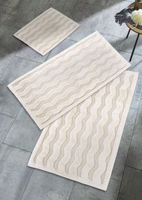 Badrumsmatta med vågmönster - beige - storlek 70x110 cm - bonprix