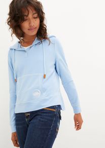 Sweatshirt med huva i fyrkantig modell - blå - storlek 36/38 (S) - bonprix