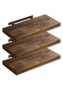 Casaria Wandplank Zwevend 3 Stuks Donkere Eik MDF 50x23x3,8cm