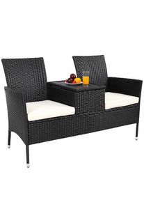 Casaria Polyrattan Tuinbank Zwart 143x67x87cm