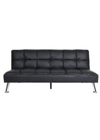 Sofa HWC-K21, Klappsofa Couch Schlafsofa, Nosagfederung Schlaffunktion Liegefläche 181x107cm ~ Kunstleder, schwarz