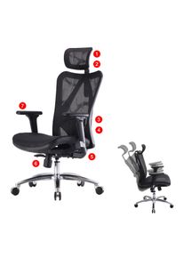 Bürostuhl HWC-J87, Schreibtischstuhl, ergonomisch verstellbare Armlehne 150kg belastbar ~ Bezug schwarz, Gestell schwarz