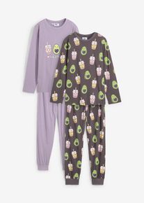 Pyjama fille (ens. 4 pces) - gris - taille 176/182 avec coton - bonprix