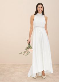 Robe de mariée en satin brillant et dentelle - blanc - taille 40 - bonprix