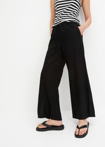 Pantalon large en lin mélangé - noir - taille 42 - lin - bonprix
