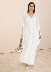 Robe de mariée en crêpe fin avec dentelle - blanc - taille 46 - bonprix