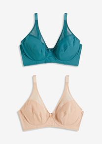 Spile-BH med mesh (2-pack), petrol, størrelse 105C, bonprix