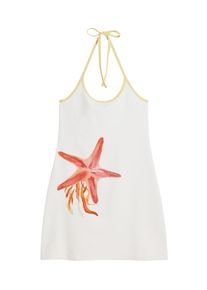 Desigual Strandkleid 'Starfish Knotted' Damen hellgelb / dunkelorange / knallrot / weiß Größe 40
