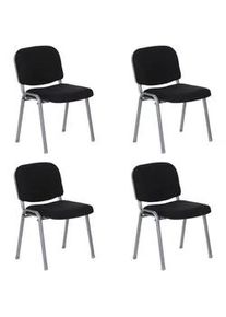 Mid.you Besucherstuhl , Schwarz, Silberfarben , Textil , Flachrohr , 58x84x48 cm , stapelbar , Büromöbel, Bürostühle, Besucherstühle