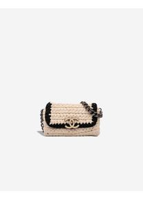 Chanel Fancy Crochet Flap Bag Medium Neoprene White / Black