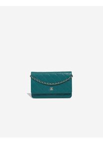 Chanel Timeless Wallet On Chain Lamb Petrol Blue