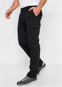 bonprix Spodnie bojówki ocieplane ze stretchem, Regular Fit Straight, czarny, 56