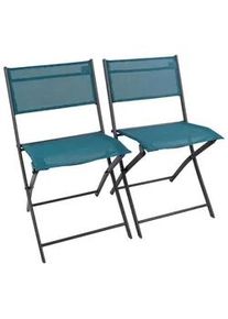 Vcm Ambia Garden Gartenstuhl-Set , Türkis , Metall, Textil , 45x79x46 cm , klappbar, UV-beständig, regenabweisend, abwischbar , Gartenmöbel, Gartensessel, Gartenstühle