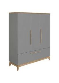 Paidi Drehtürenschrank , Grau, Eichefarben , Holzwerkstoff , Eiche , massiv , 7 Fächer , 1 Schubladen , 170.7x200x57.2 cm , Blauer Engel, Goldenes M , Typenauswahl, Beimöbel erhältlich , Schlafzimmer, Komplette Schlafzimmer und Serien, Schlafzimmerserien