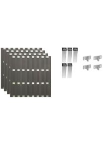 TETZNER & JENTZSCH Tetzner & Jentzsch Bohlenzaun »Jackson 2« 4 Elemente in grau, Größe H/L: 180 cm x 7,55 m