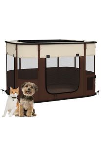 PawHut Foldable Dog Pen with Storage Bag for Indoor/Outdoor Use, Brown | Aosom Ireland